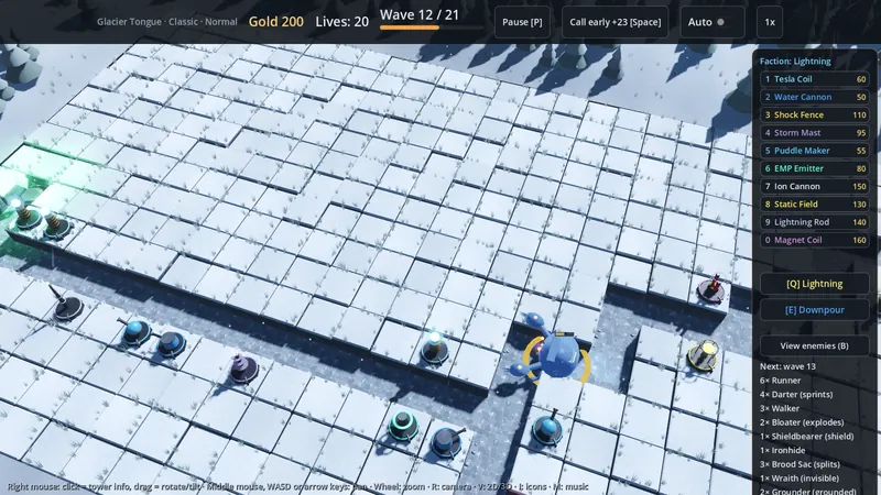 Coresanity screenshot: Glacier Tongue · Lightning.